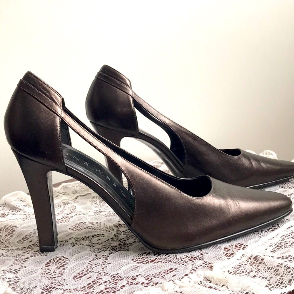 Nine West Bronze Brown Leather High Heels size 9 Vintage 1990s NWOT NEW